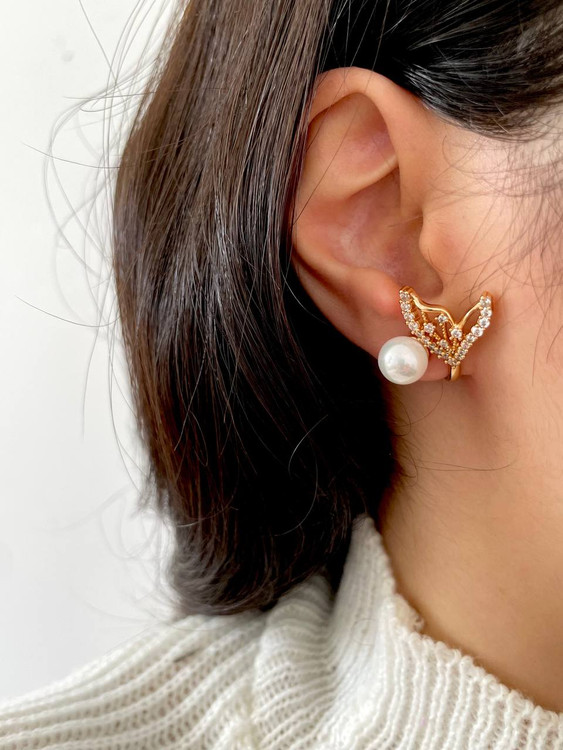 بدلیجات زنانه ژوپینگ گوشواره طلایی دموال و مروارید