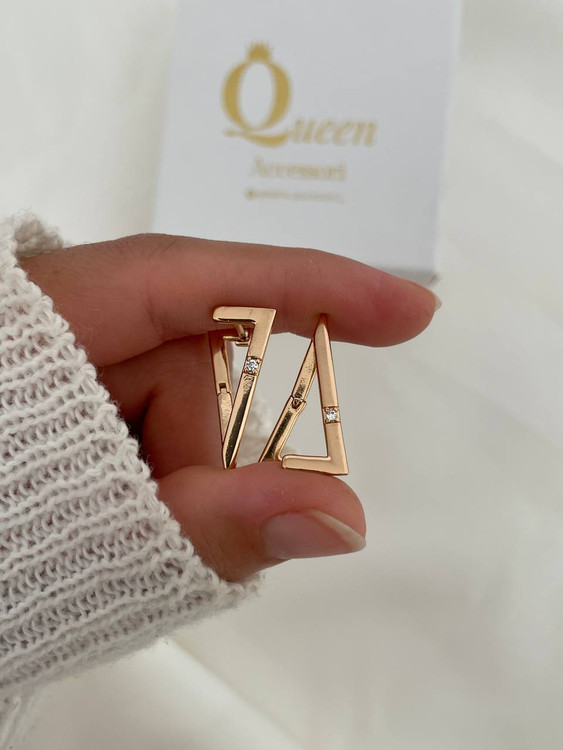 گوشواره مثلثی زنانه ژوپینگ با آبکاری طلا ۱۸ عیار