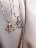 گردنبند قلب و پروانه ژوپینگ طلایی و نقره ای
