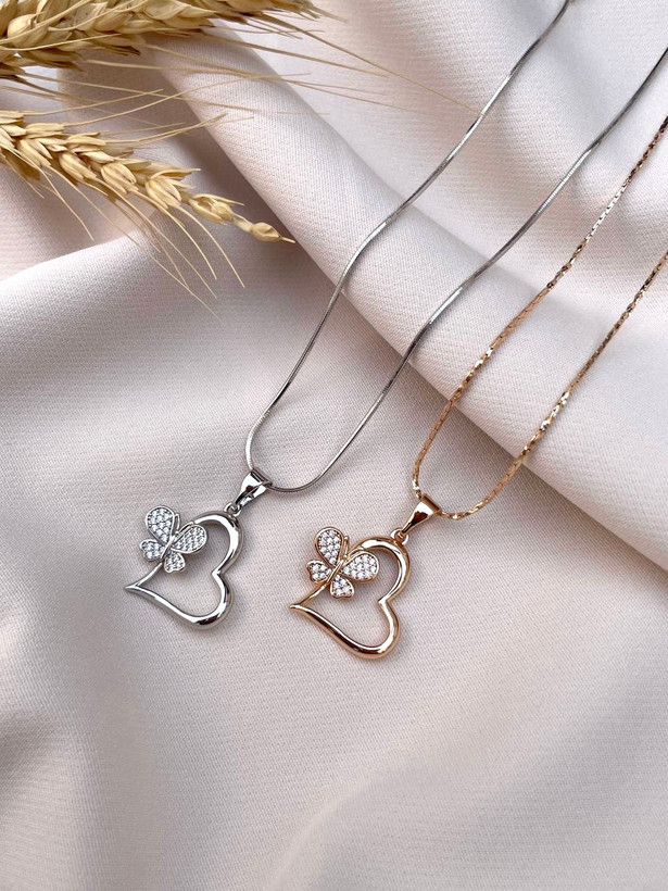 بدلیجات زنانه ژوپینگ طرح قلب و پروانه با رنگ ثابت و ضدحساسیت