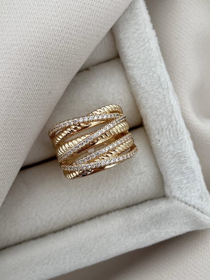 انگشتر چند رج نگینی و پیچی ژوپینگ