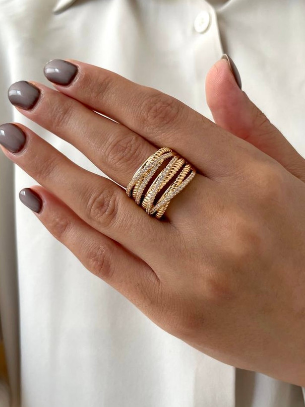 انگشتر ژوپینگ چند رج رنگ ثابت