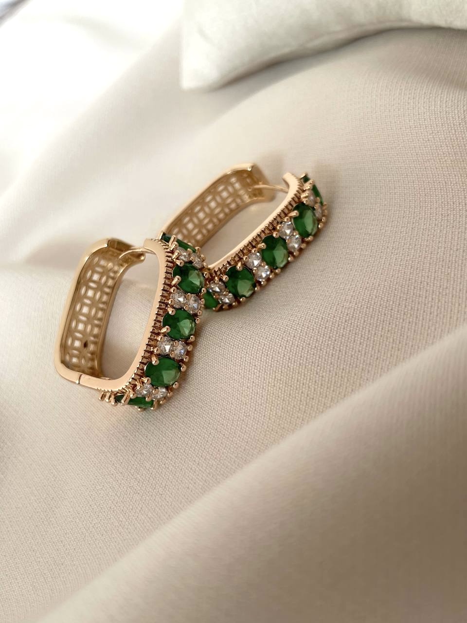 گوشواره مربع ژوپینگ رنگ ثابت و آبکاری طلا