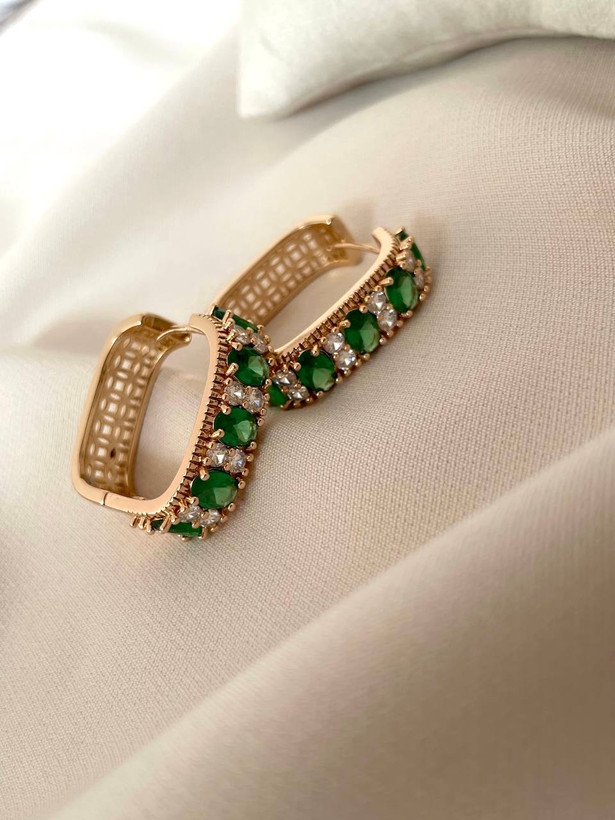 گوشواره مربع ژوپینگ رنگ ثابت و آبکاری طلا