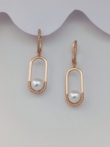 گوشواره مستطیل مرواریدی ژوپینگ